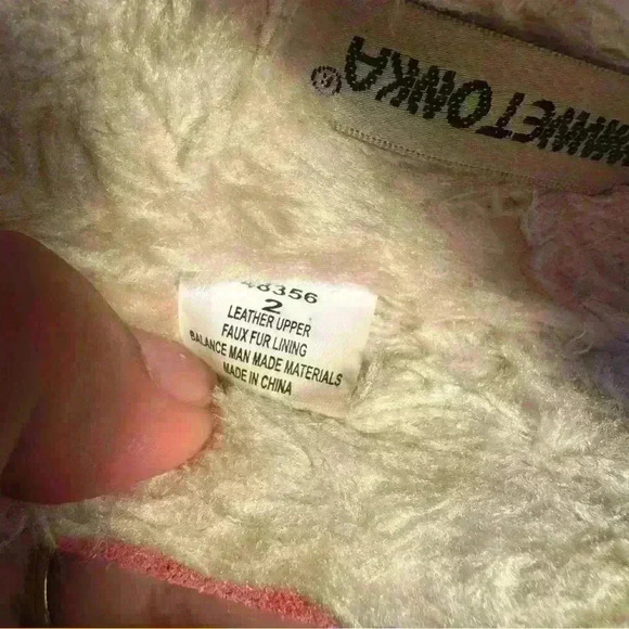 MINNETONKA  Moccasins Size 2 Pink Suede Slip On Loafers SH012 - Picture 8 of 11